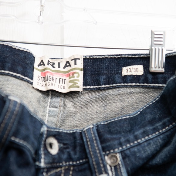 Ariat M5 Mens 33x30 NWOT Straight Leg Jeans Dark Wash Heavy Stitch Western Denim - Picture 7 of 7